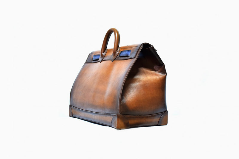 Right view of Leather Perak Overnighter Bag in Brown