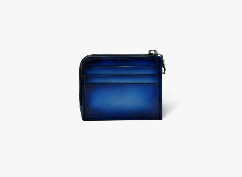 Side view of Leather Coin Wallet in Blue