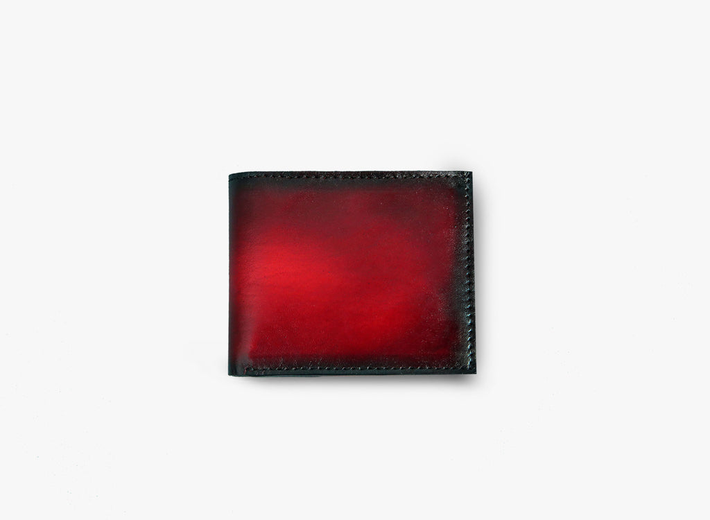 View of Leather Moro Bifold Wallet in Maroon