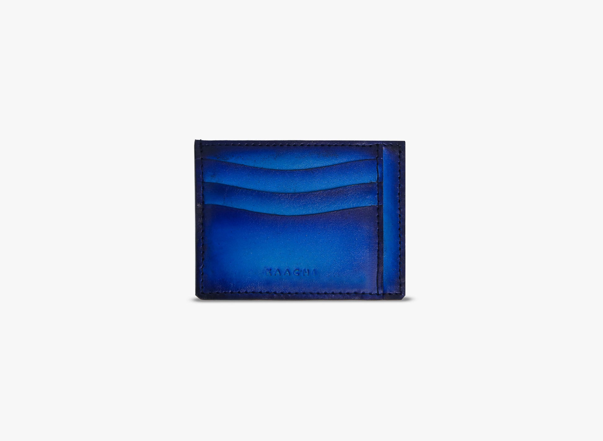 View of Leather Moro Card Holder in Blue